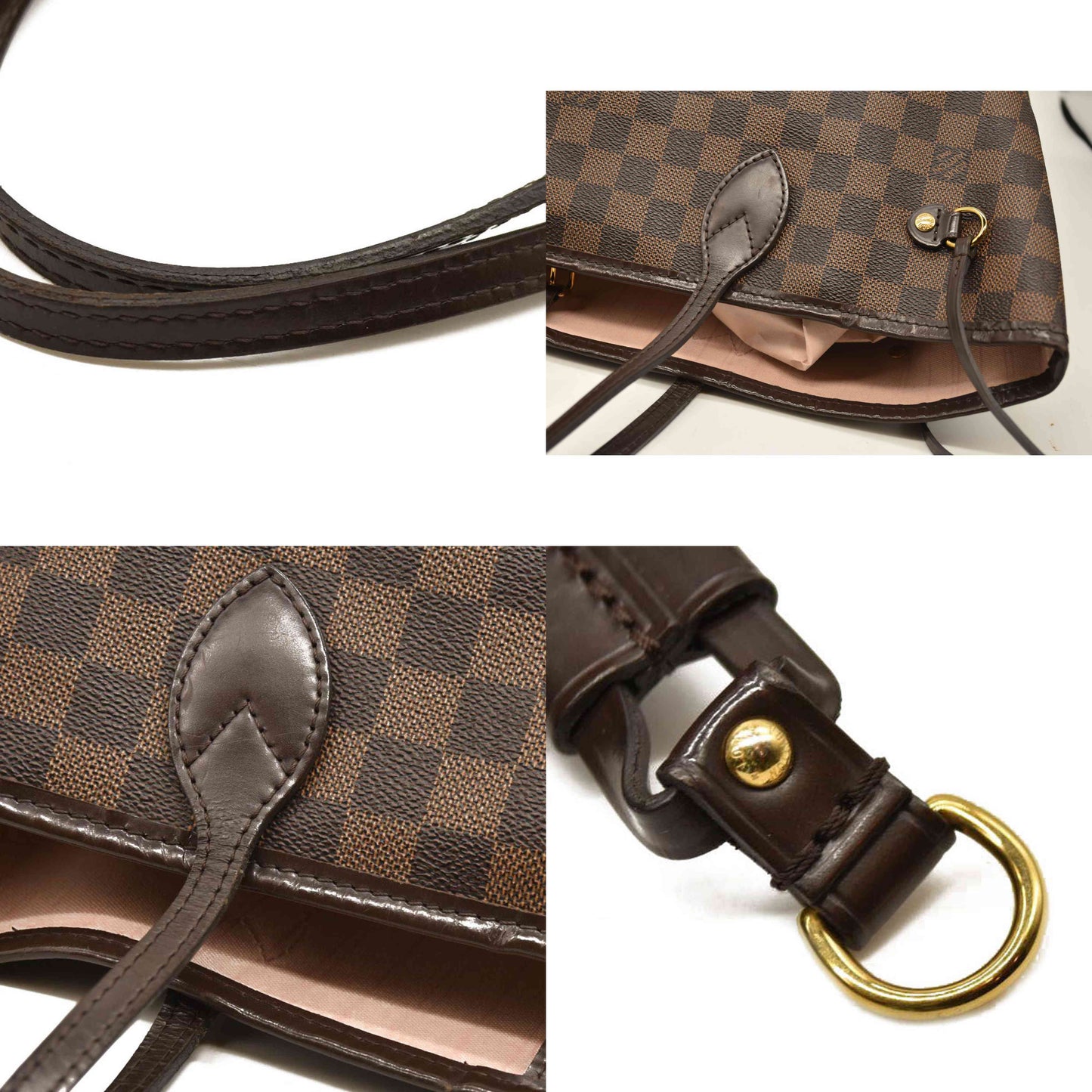 Louis Vuitton  Damier Ebene Neo Neverfull MM Rose Ballerine AR41