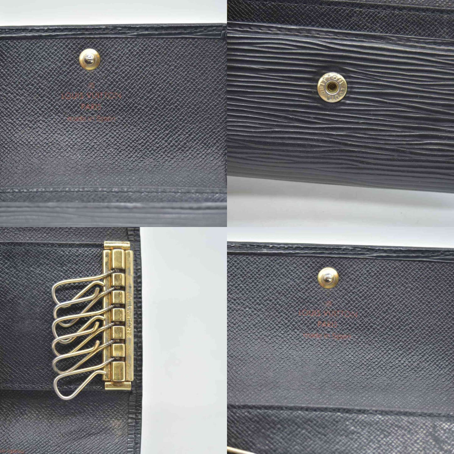 $445 Louis Vuitton Epi 6 Key Multicles Key Holder Black CA0043
