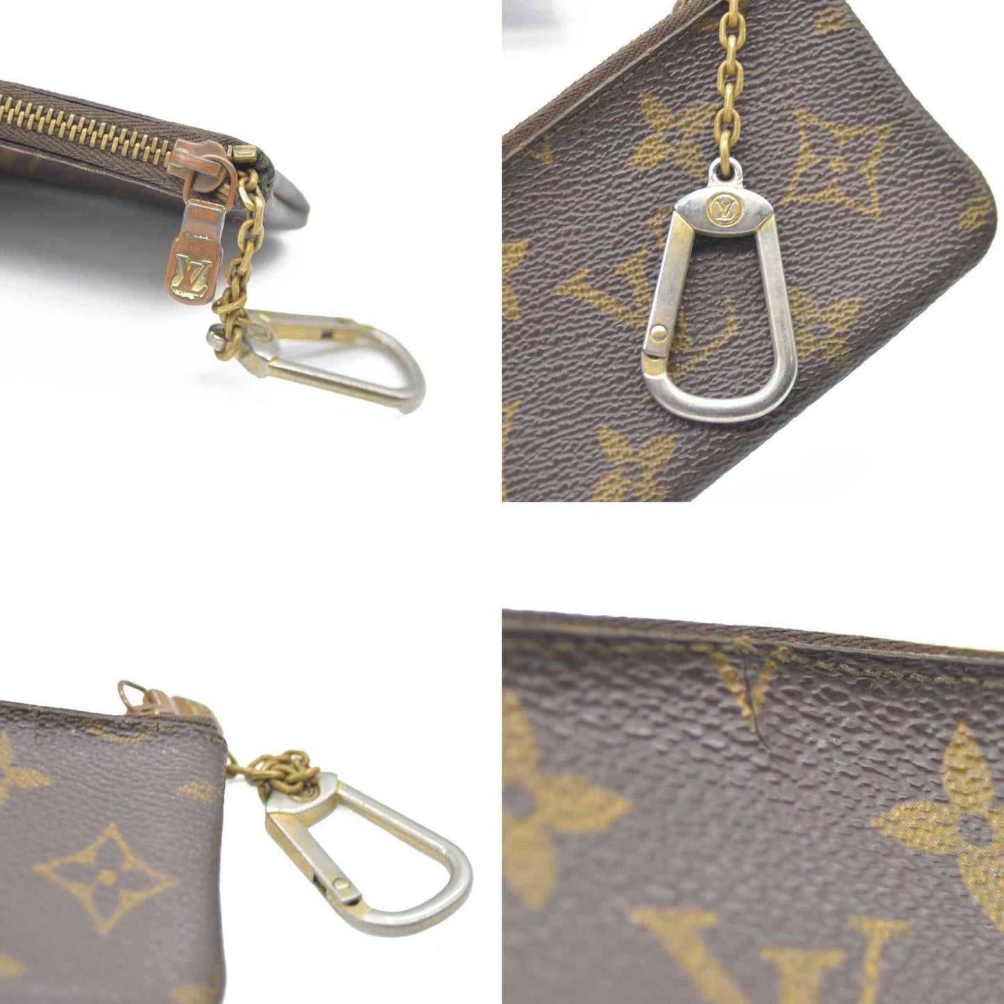 Louis Vuitton Monogram Pochette Cles Wallet Coin Purse Brown
