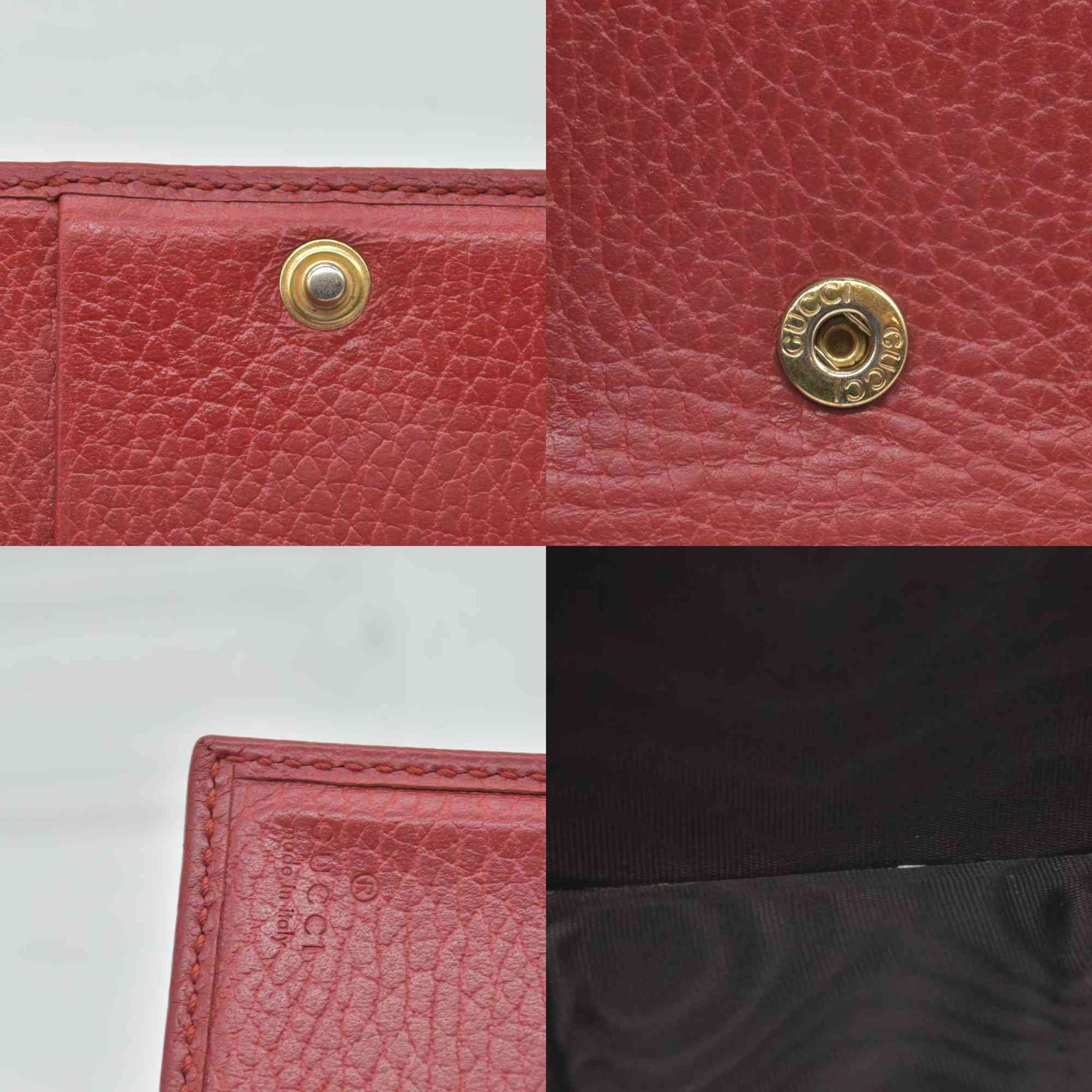 $580 Gucci Dollar Calfskin Medium GG Marmont Wallet Red CONSIGNMENT