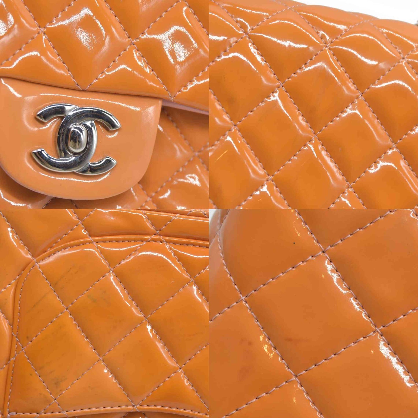 $5200 Chanel Mini Square Flap Bag Orange 2013