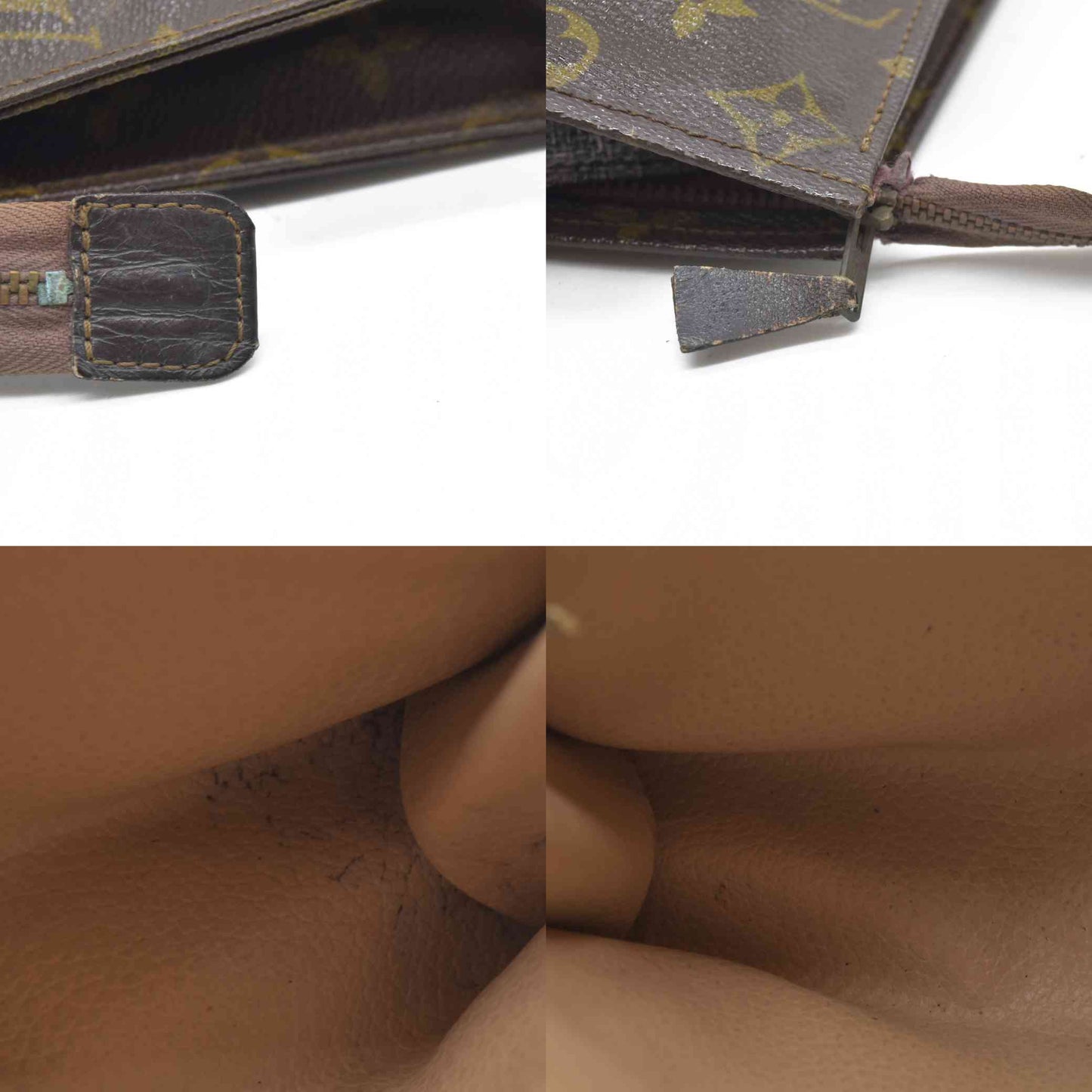 AUCTION $1620 Louis Vuitton Monogram Poche Toilette 19 Cosmetics Pouch Purse Brown 821