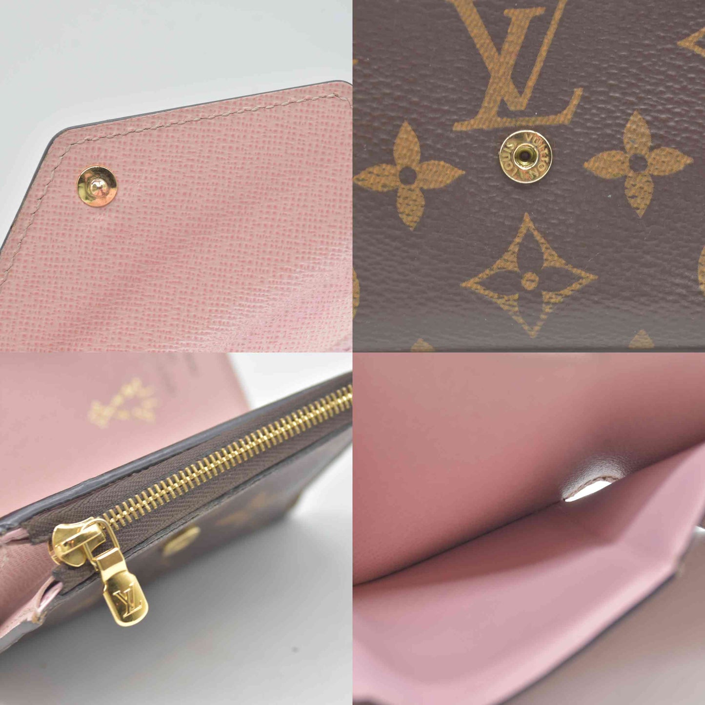 $605 2018 LOUIS VUITTON Monogram Canvas Zoe Wallet Rose Ballerine MI4108