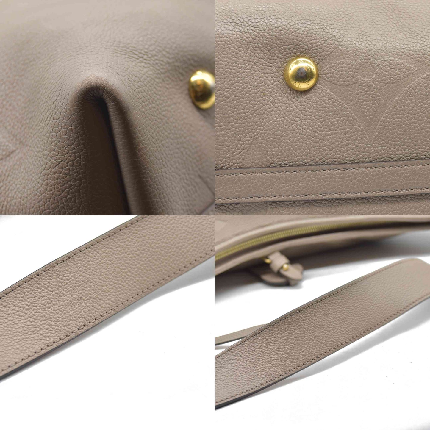 $3400 Louis Vuitton Empreinte Monogram Giant CarryAll MM Tourterelle