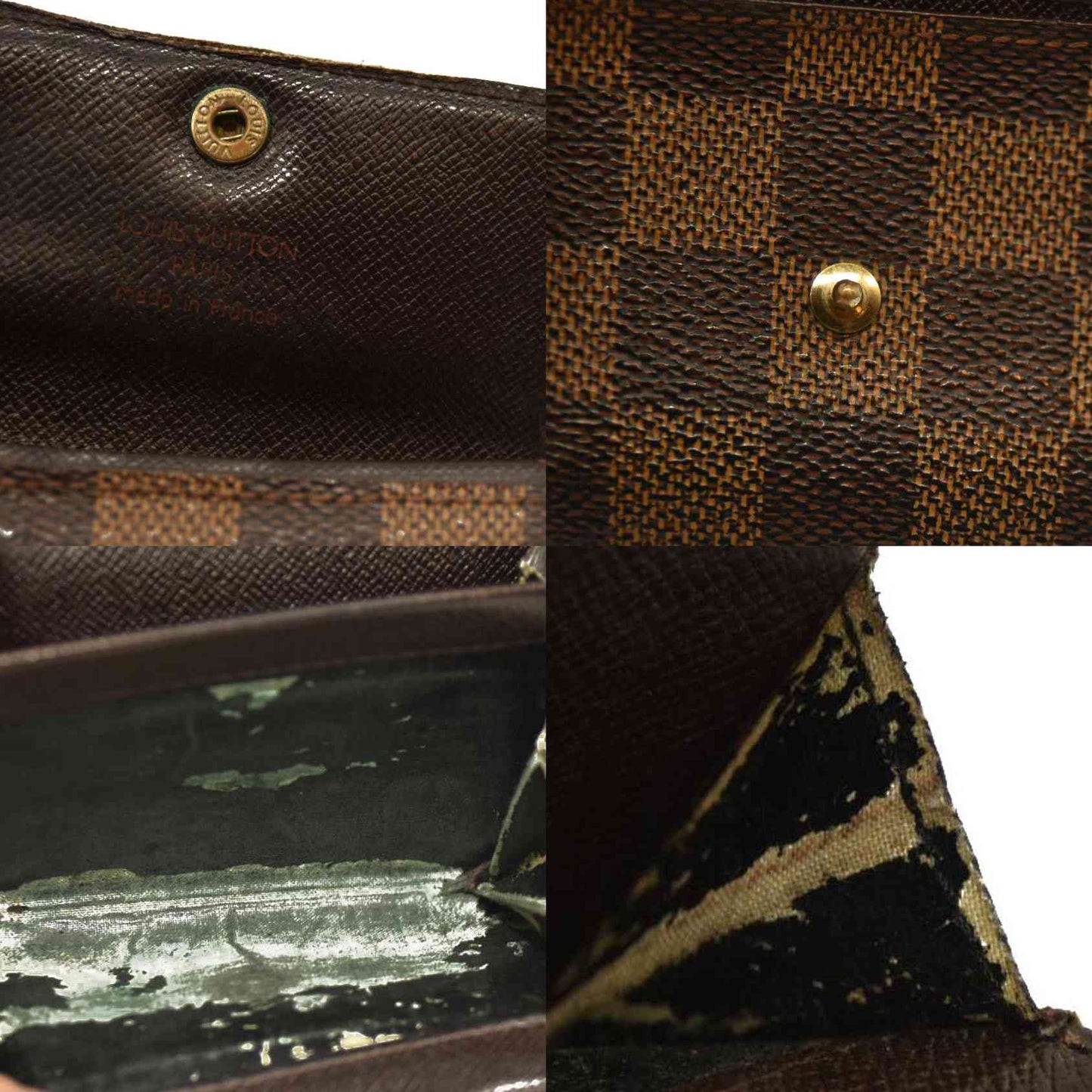 Louis Vuitton Damier Porte Monnaie Plat Coin Purse Wallet Brown MI0928