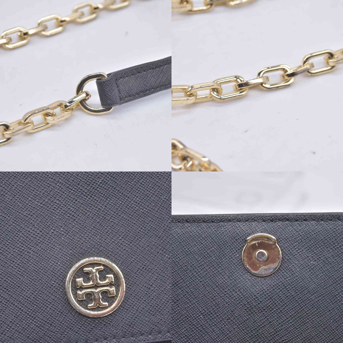 $298 Tory Burch Robinson Chain Wallet Crossbody Black CONSIGNMENT 10020777