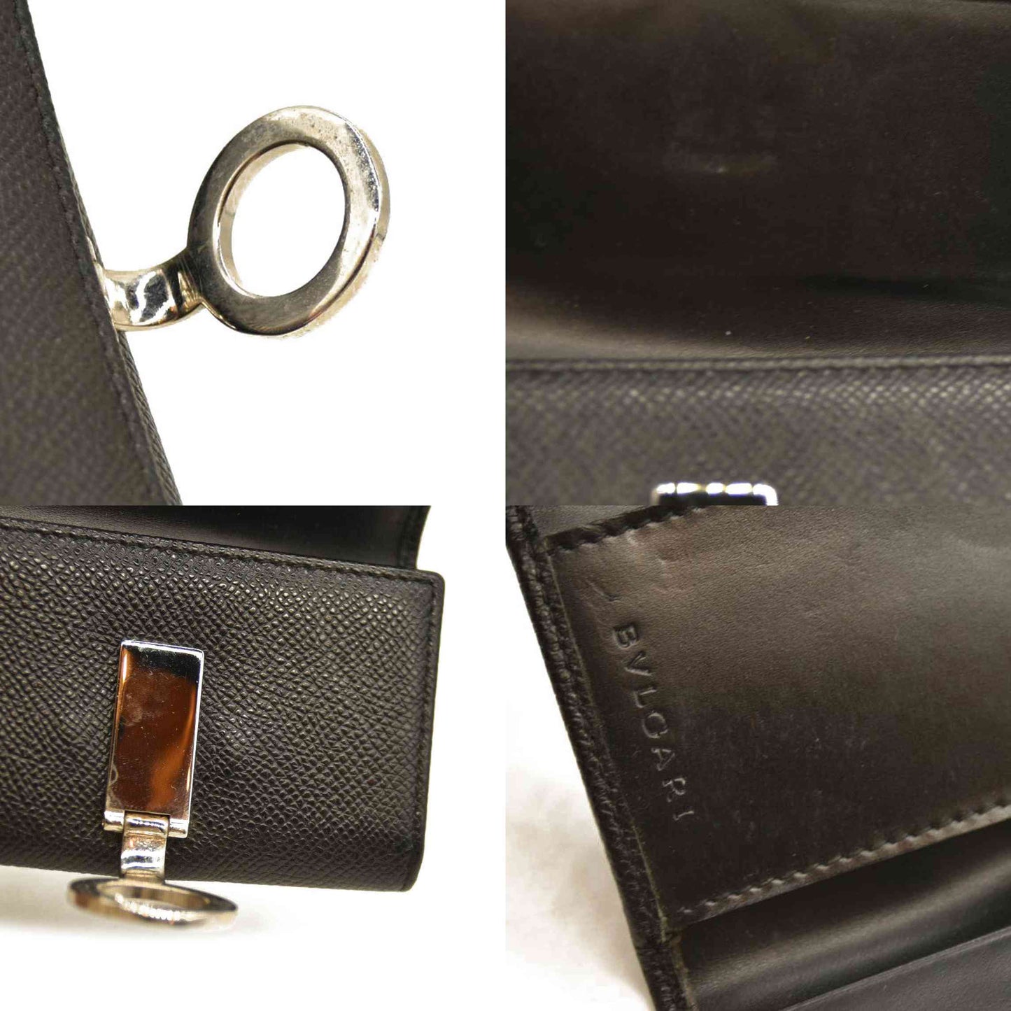 BVLGARI BVLGARIBVLGARI Clip Leather 6 Ring Key Case Black