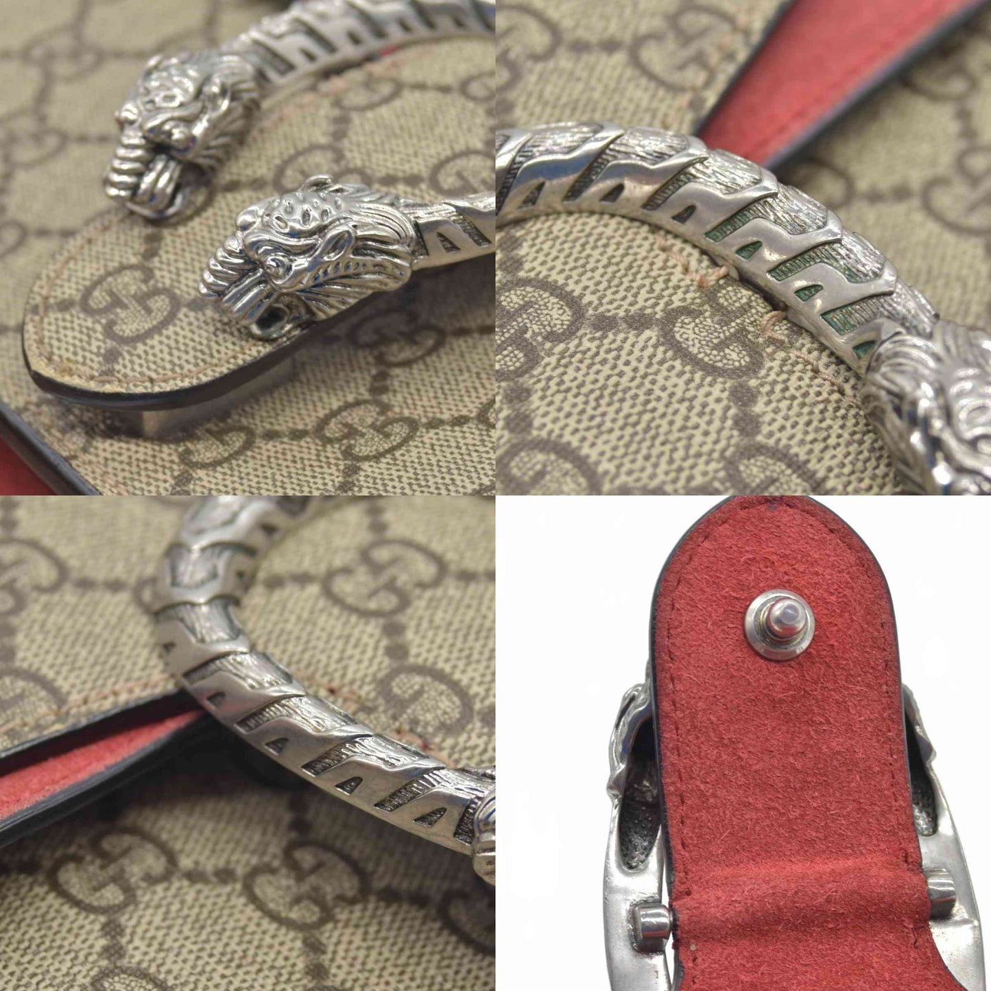 $3350 Gucci GG Supreme Monogram Small Dionysus Shoulder Bag Red