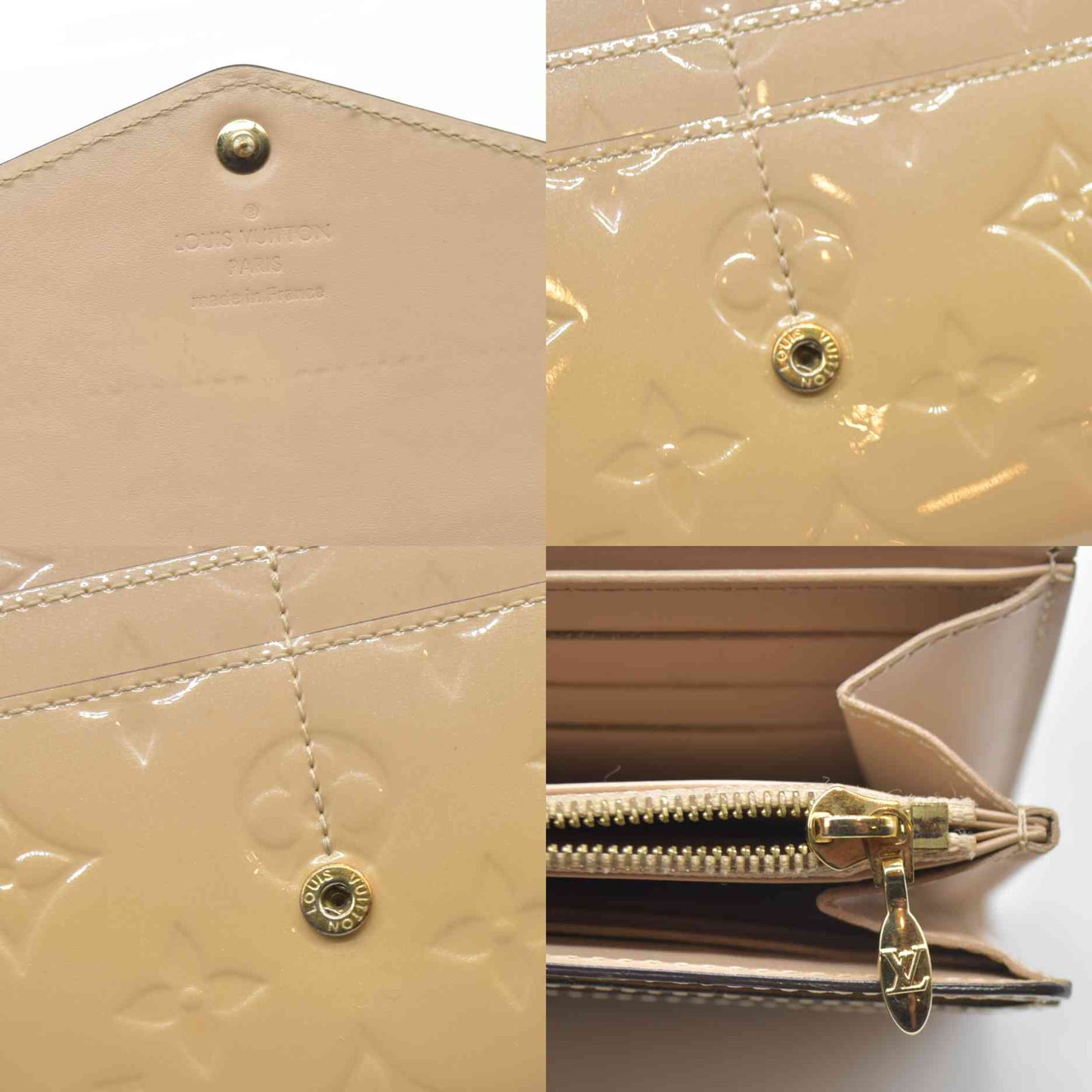 $880 LOUIS VUITTON Vernis Sarah Wallet Beige Poudre TS1126 2016 CONSIGNMENT