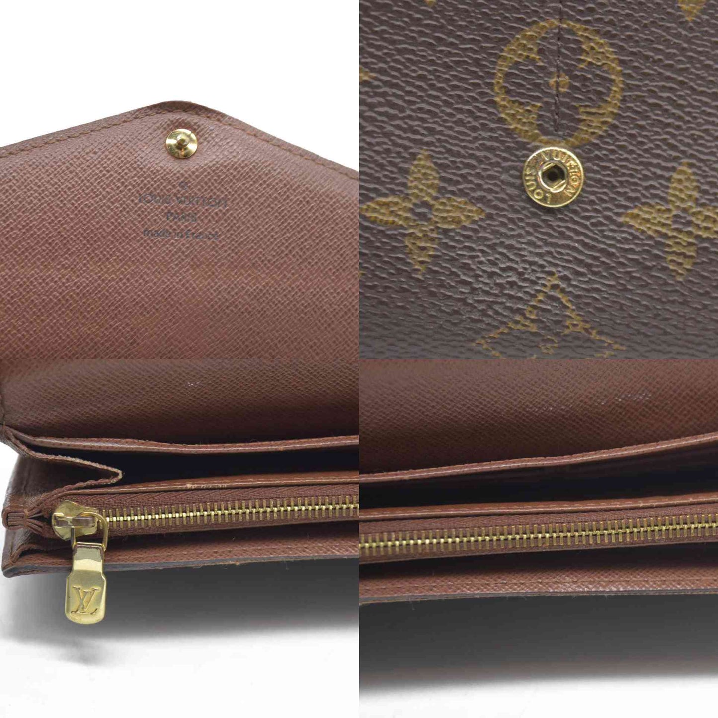 AUCTION $720 Louis Vuitton Monogram Portefeiulle Sarah Long Bifold Wallet Brown MI0166