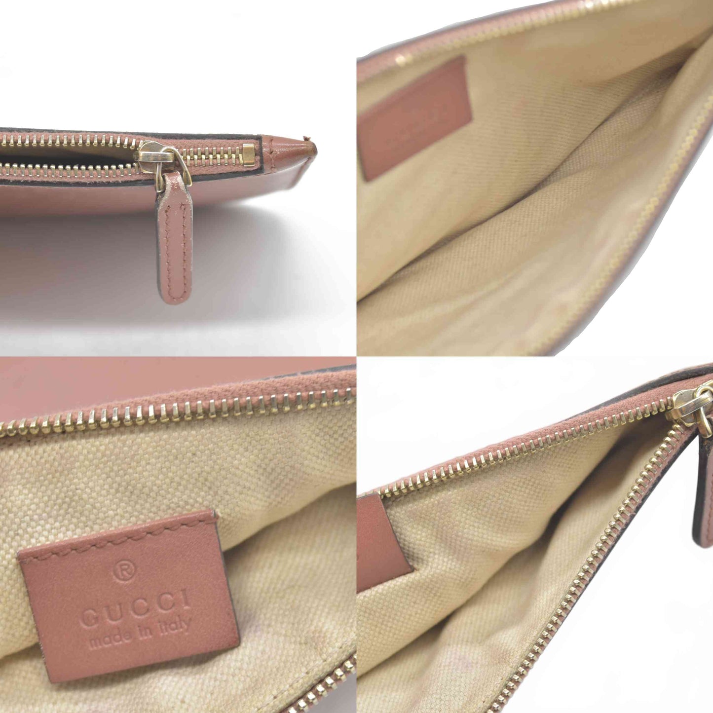 GUCCI GUCCI Swing Logo Leather Cosmetic Pouch Bag Brown