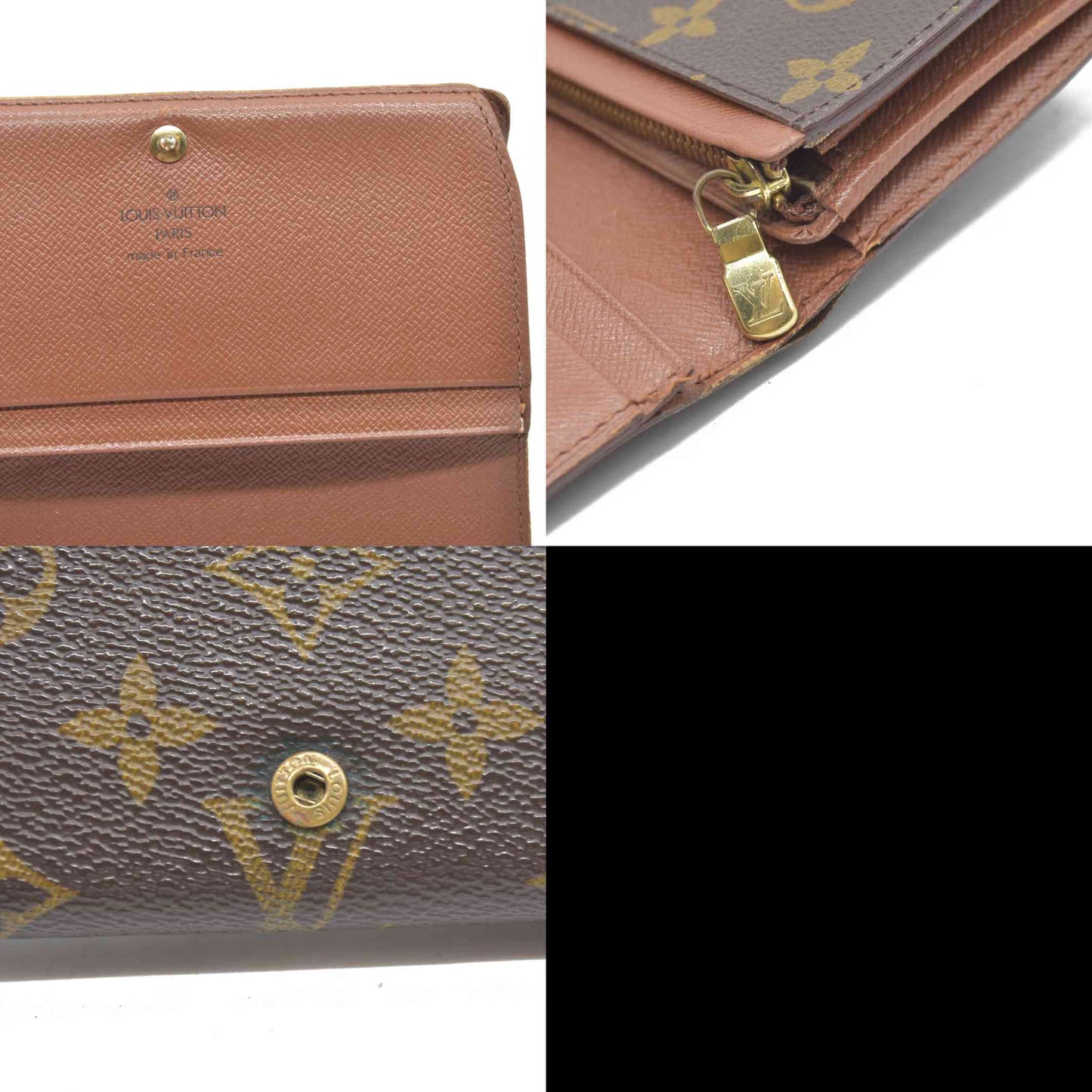 AUCTION $610 Louis Vuitton Monogram Porte Monnaie Zip Bifold Wallet Brown RA0957