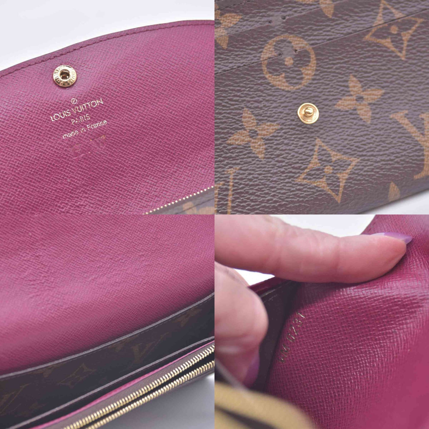 $660 2023 Louis Vuitton Monogram Emilie Wallet Fuchsia VM0213 CONSIGNMENT