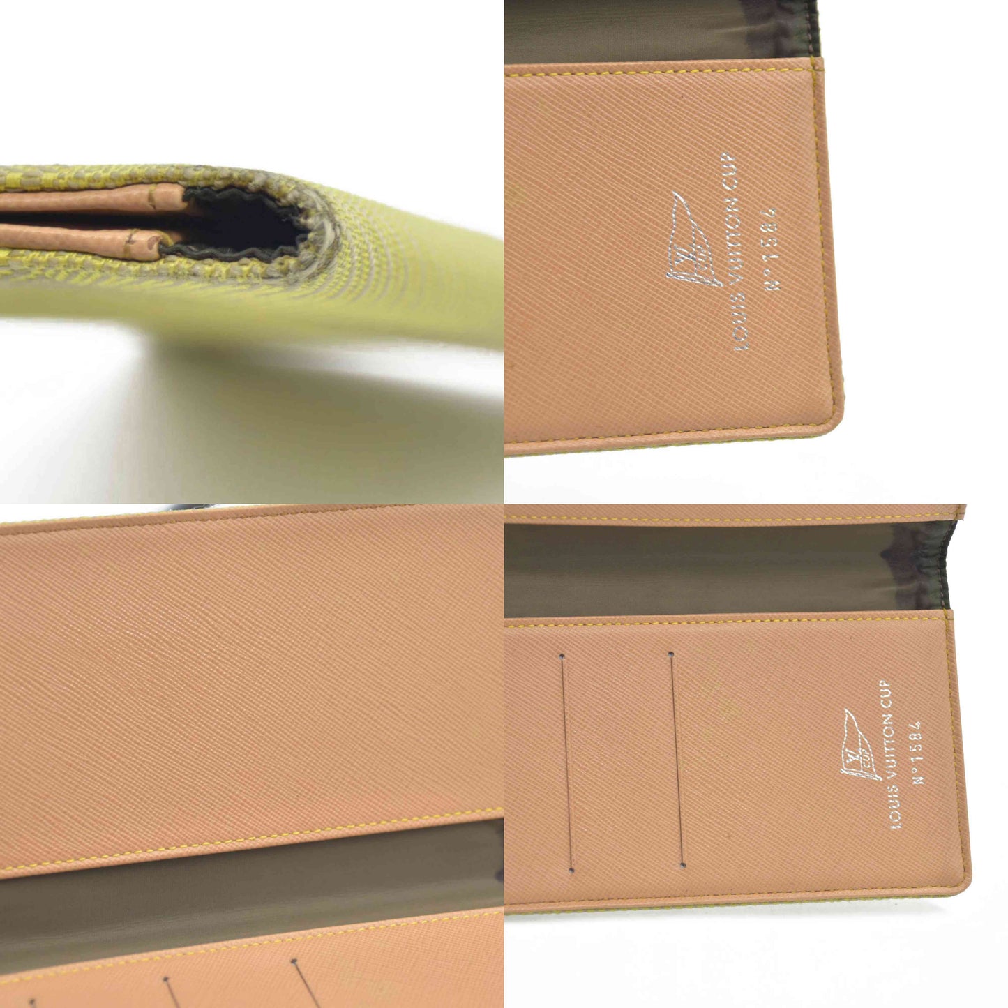 AUCTION $510 Louis Vuitton  Damier Geant Americas Cup Card Holder Wallet Yellow