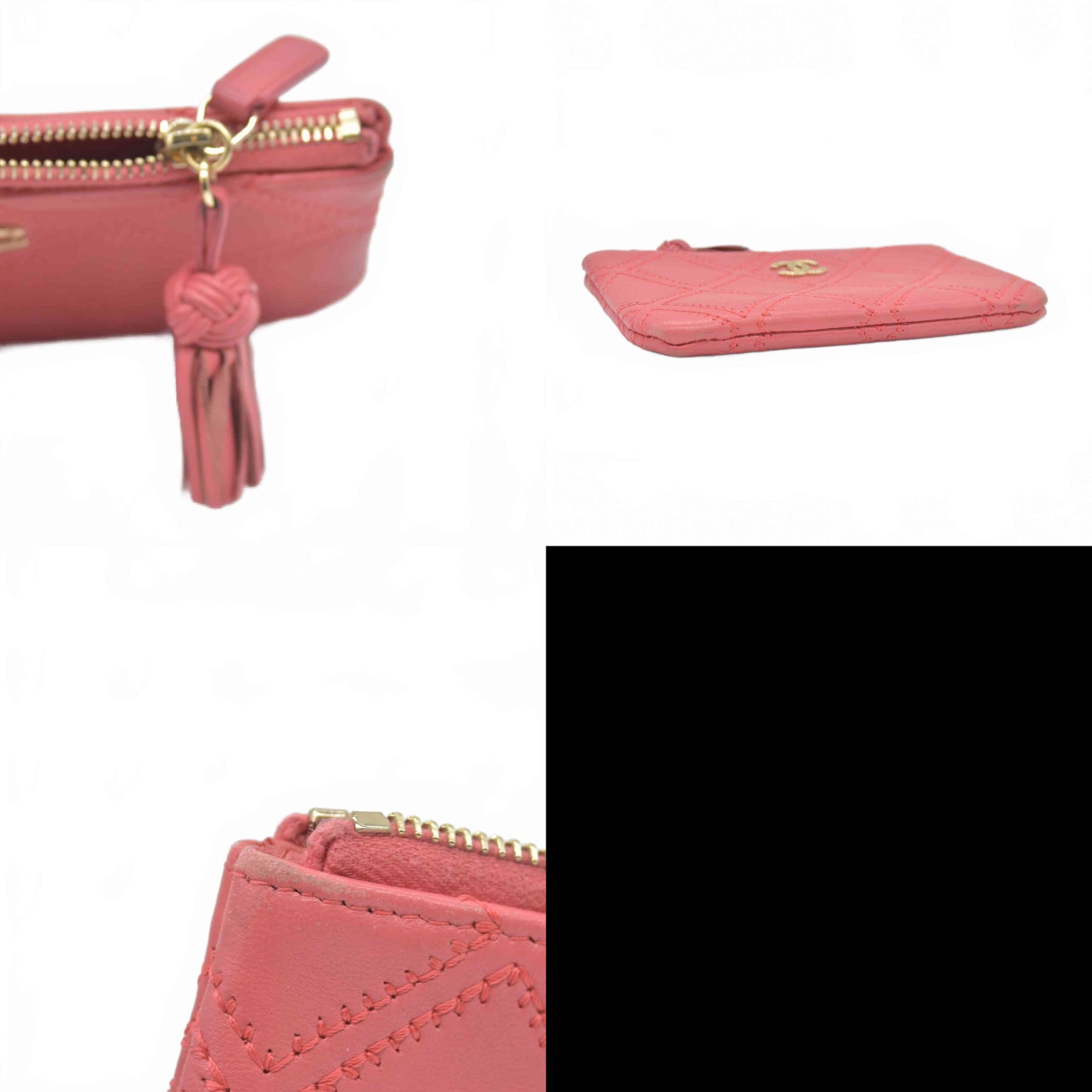 $950 2018 Coco Mark double stitched Matelassé fringed clutch bag by Chanel