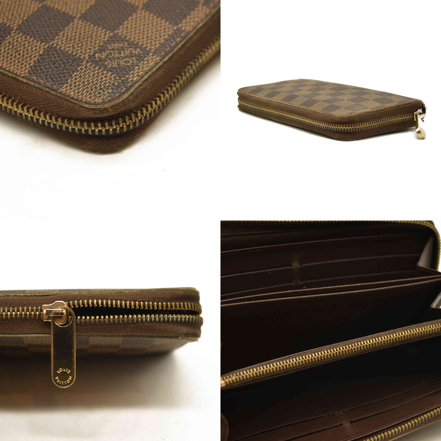 $880 Louis Vuitton Damier Ebene Zippy Wallet VI4058