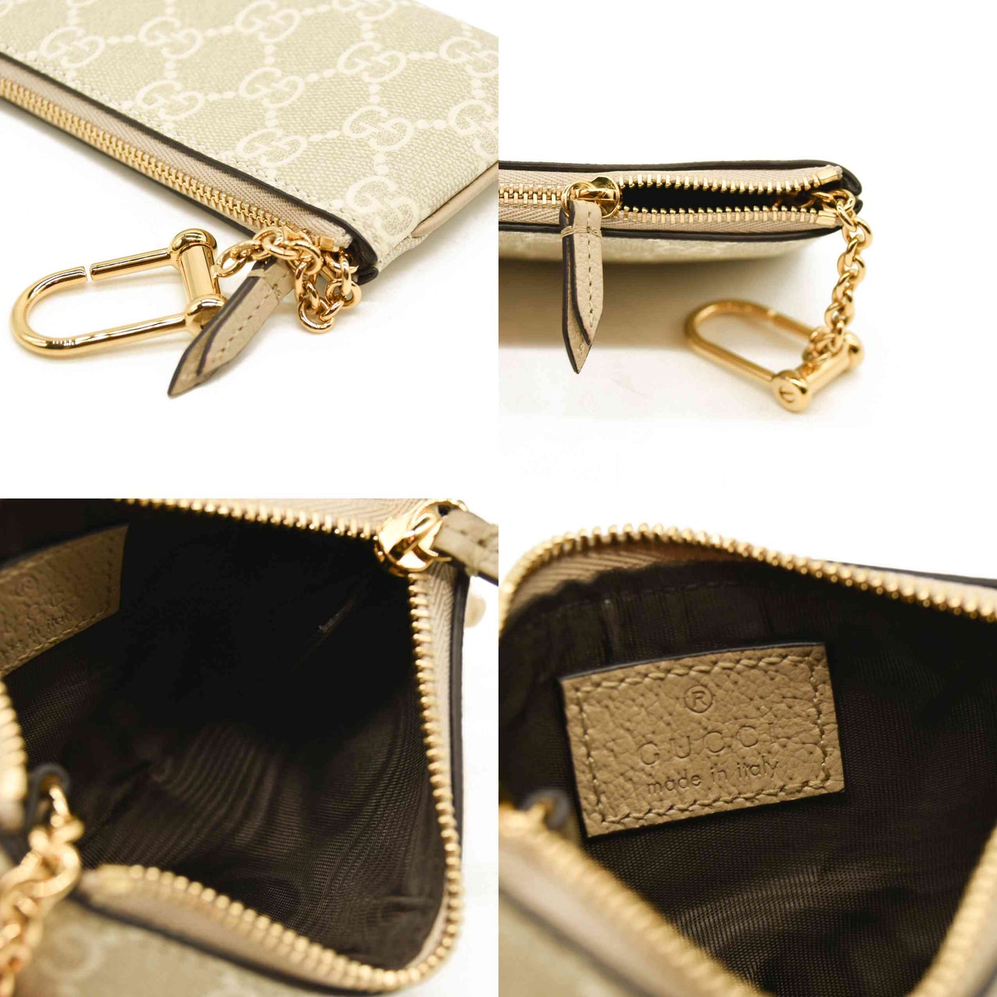 Gucci  GG Supreme Monogram Key Case Ecru Grigio