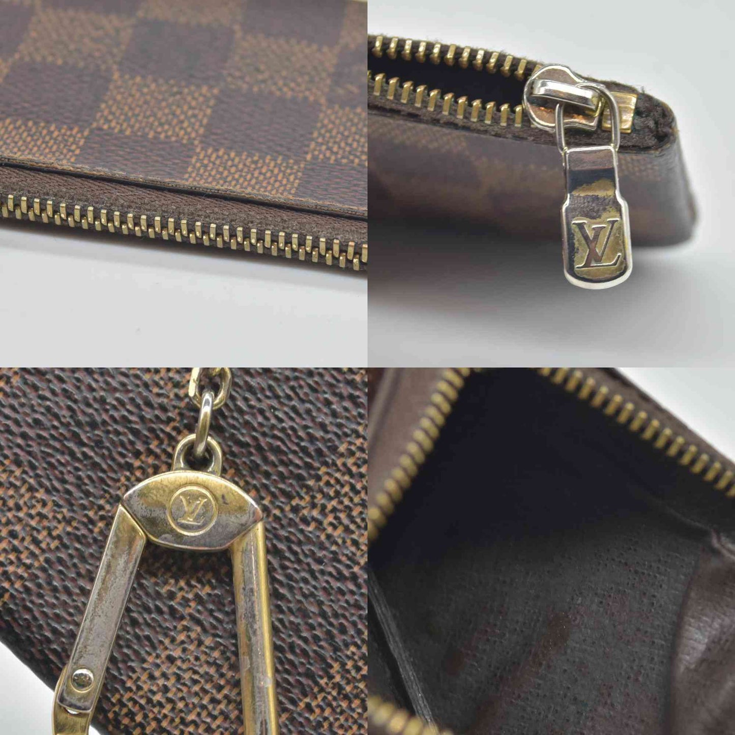 $345 DAMAGED Louis Vuitton Damier Ebene Key Pouch CONSIGNMENT WELL WORN