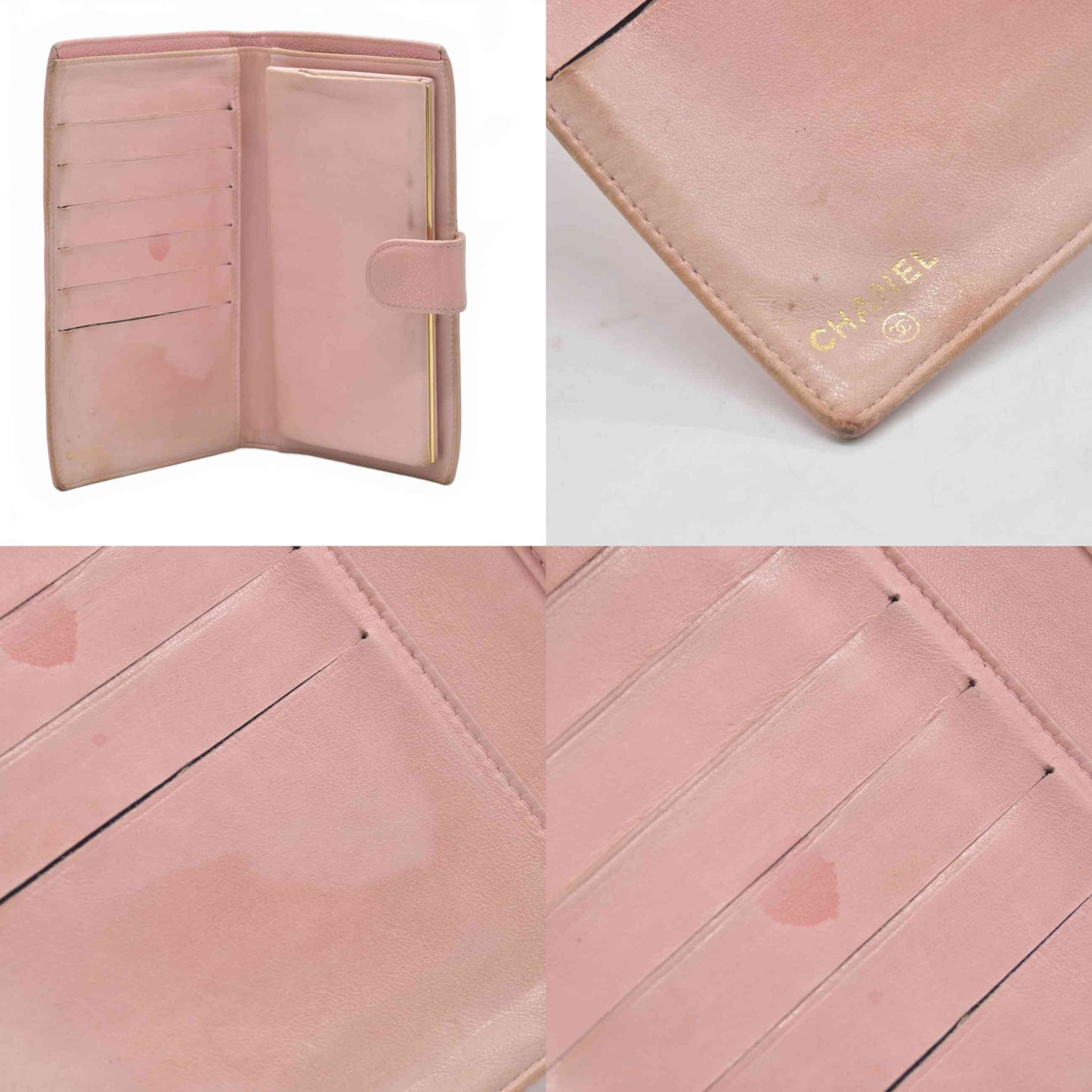 $625 Chanel Caviar Timeless CC French Wallet Pink