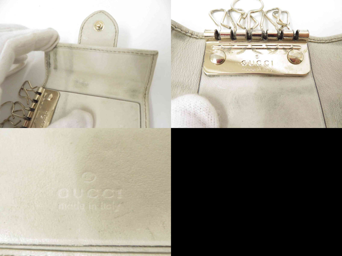 $320 2013 Gucci GG Sukey GG Canvas Leather 6-Ring Key Case 282434-2184