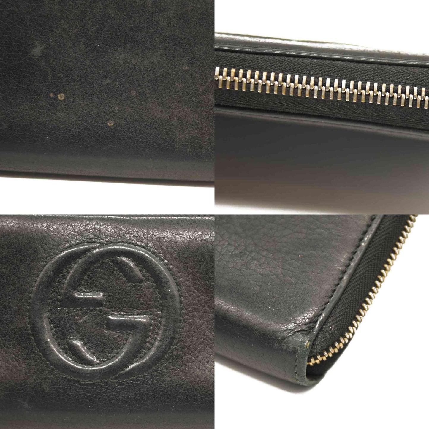 Gucci  Pebbled Calfskin Soho Zip Around Wallet Black