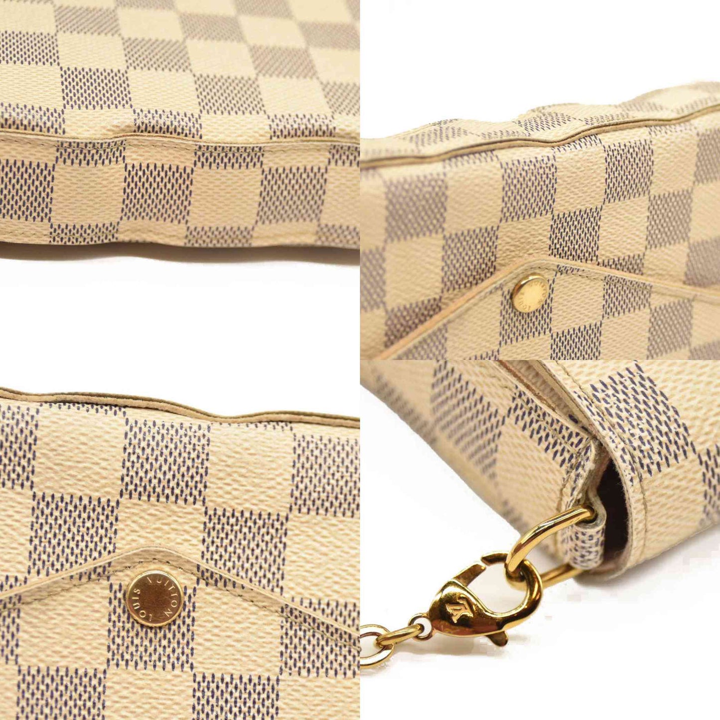 Louis Vuitton  Damier Azur Pochette Felicie Chain Wallet Rose Ballerine  MI1116