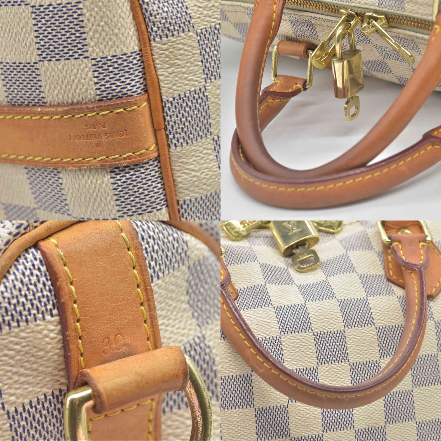 $1980 Louis Vuitton Damier Azur Speedy Bandouliere 30 SD0193 2013