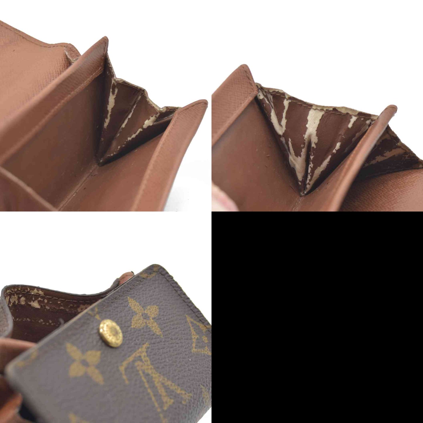 $345 Louis Vuitton Monogram Porte Monnaie Plat Coin Purse Wallet Brown MI0099 2009