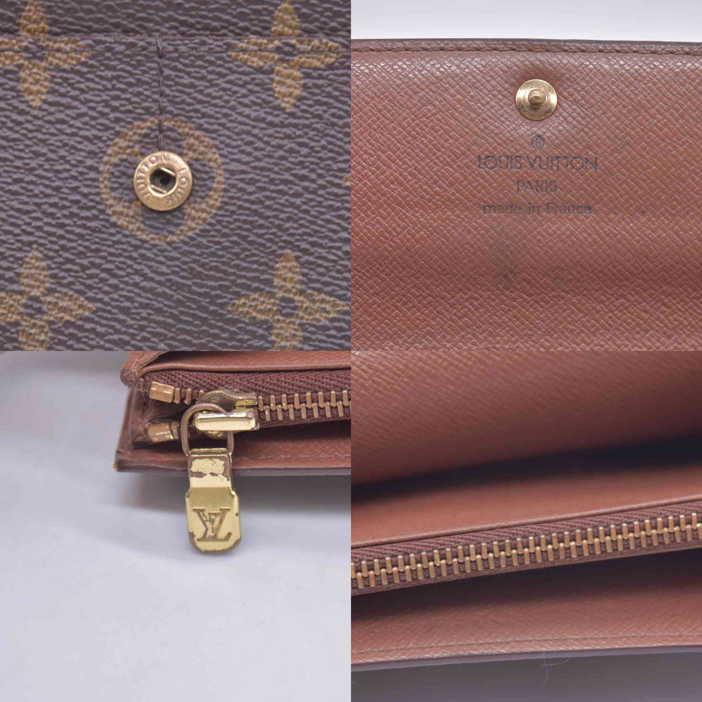 $800 1998 Louis Vuitton Monogram Portefeiulle Sarah Long Bifold Wallet Brown CONSIGNMENT TH0978