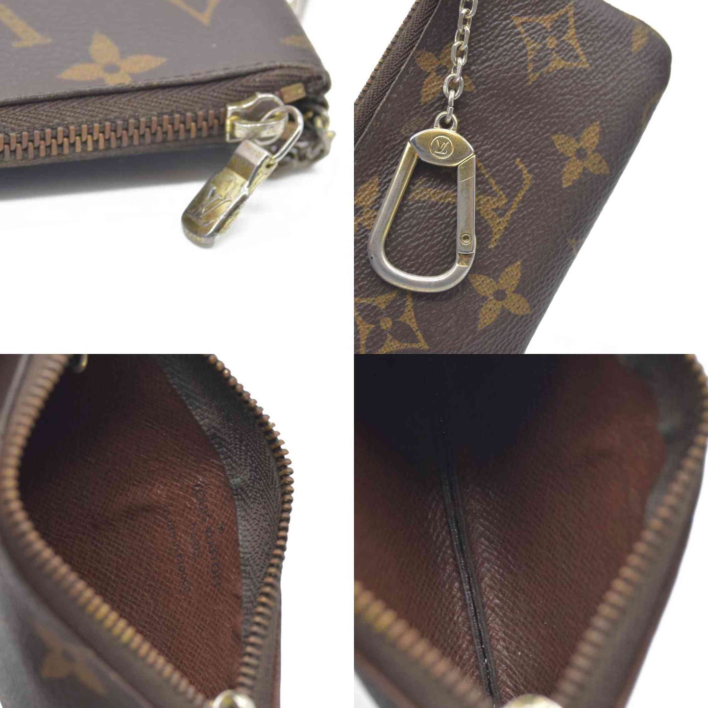 AUCTION $345 Louis Vuitton Monogram Pochette Cles Wallet Coin Purse Brown