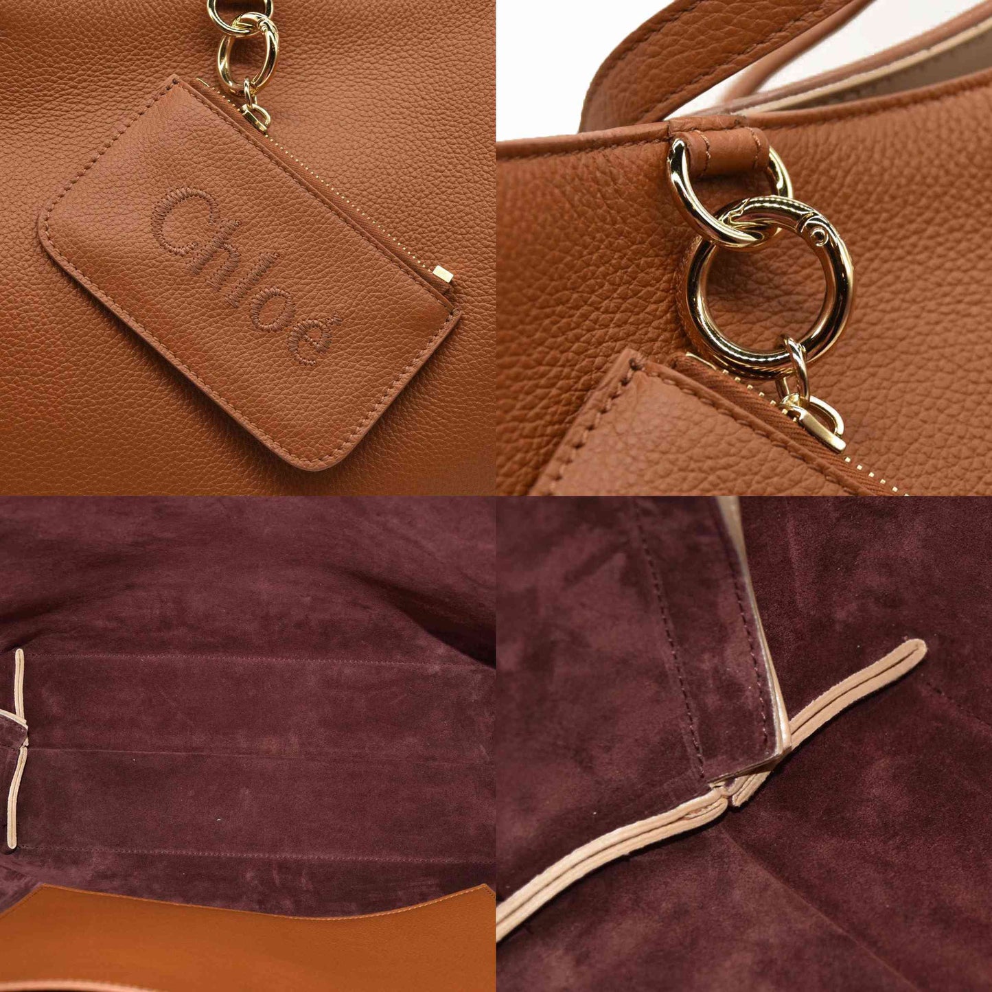 Chloe  Calfskin Medium East West Sense Tote Tan