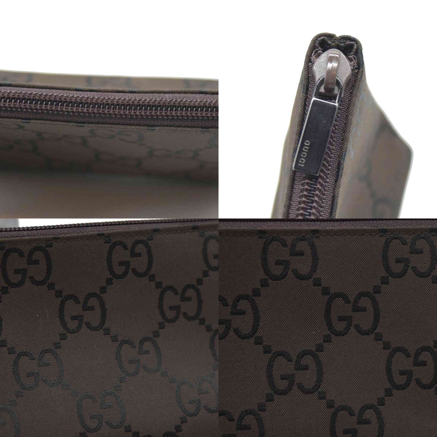 Gucci  Nylon Monogram Cosmetic Pouch Brown