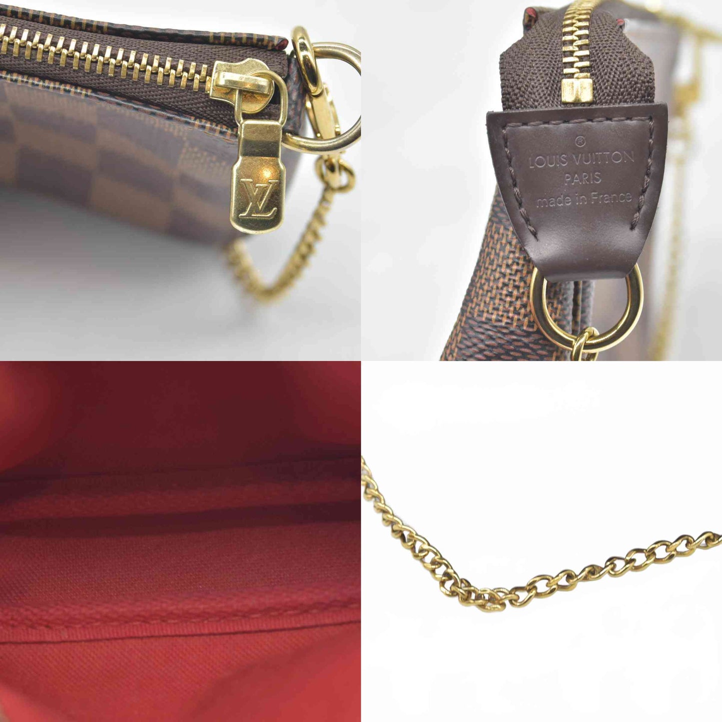 $825 Louis Vuitton Damier Ebene Mini Pochette Accessories SF0241