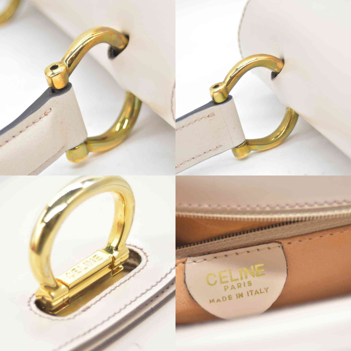 $2450 CONSIGNMENT CELINE Flap Ring Handbag Beige Women's Leather CELINE
