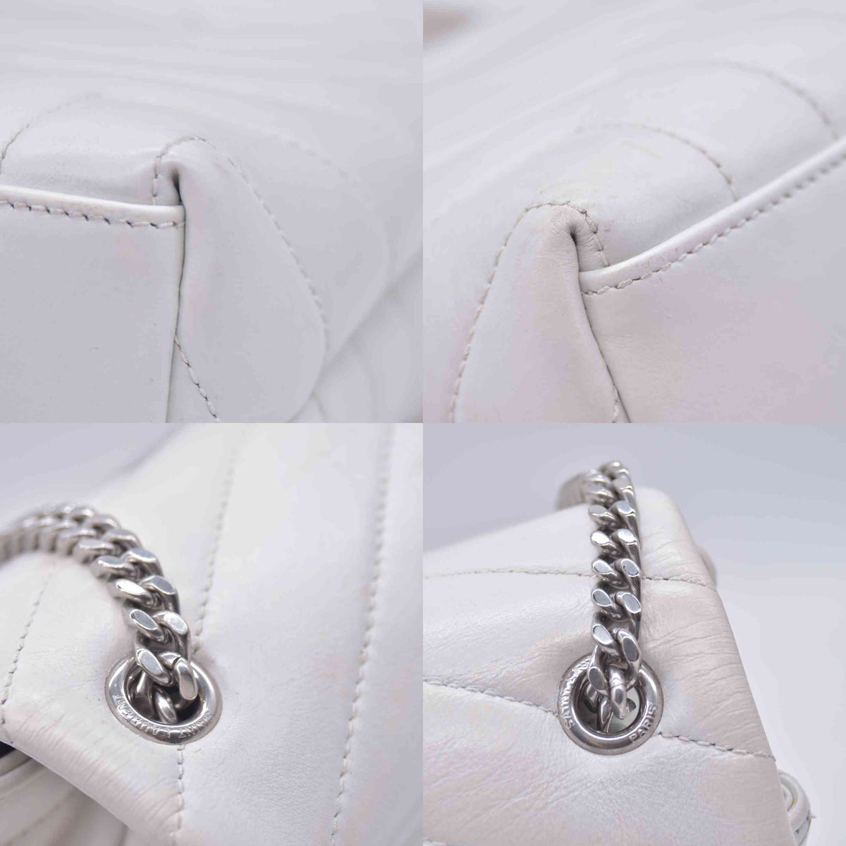 $2730 Saint Laurent Small Loulou Shoulder Bag White 10021139