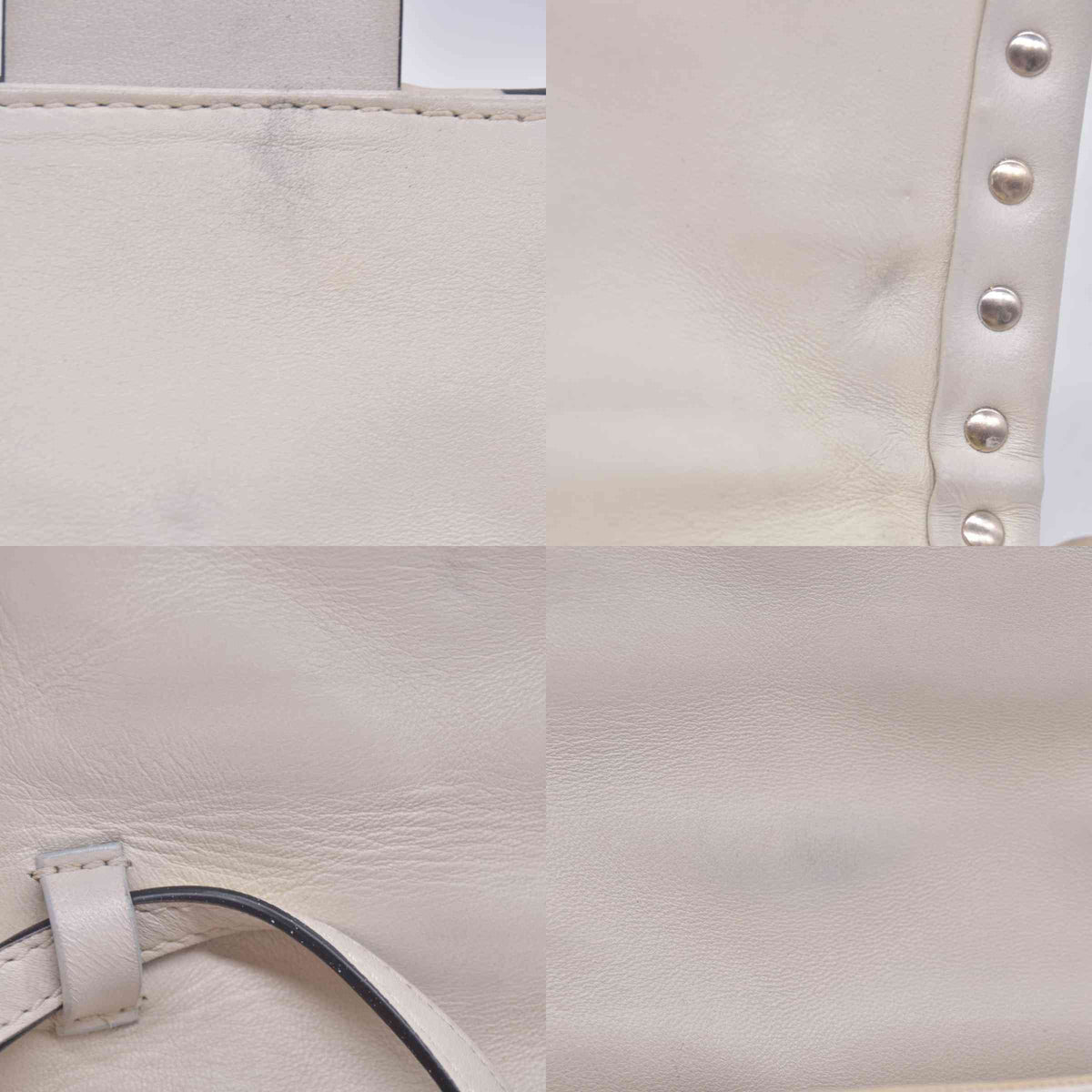 $2675 VALENTINO Lambskin Polka Dot Rockstud Candystud Shoulder Bag Light Ivory CONSIGNMENT 10021273