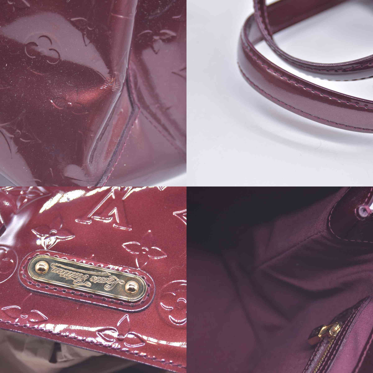 $1270 2010 Louis Vuitton Monogram Vernis Wilshire PM Amarante SN2180 CONSIGNMENT