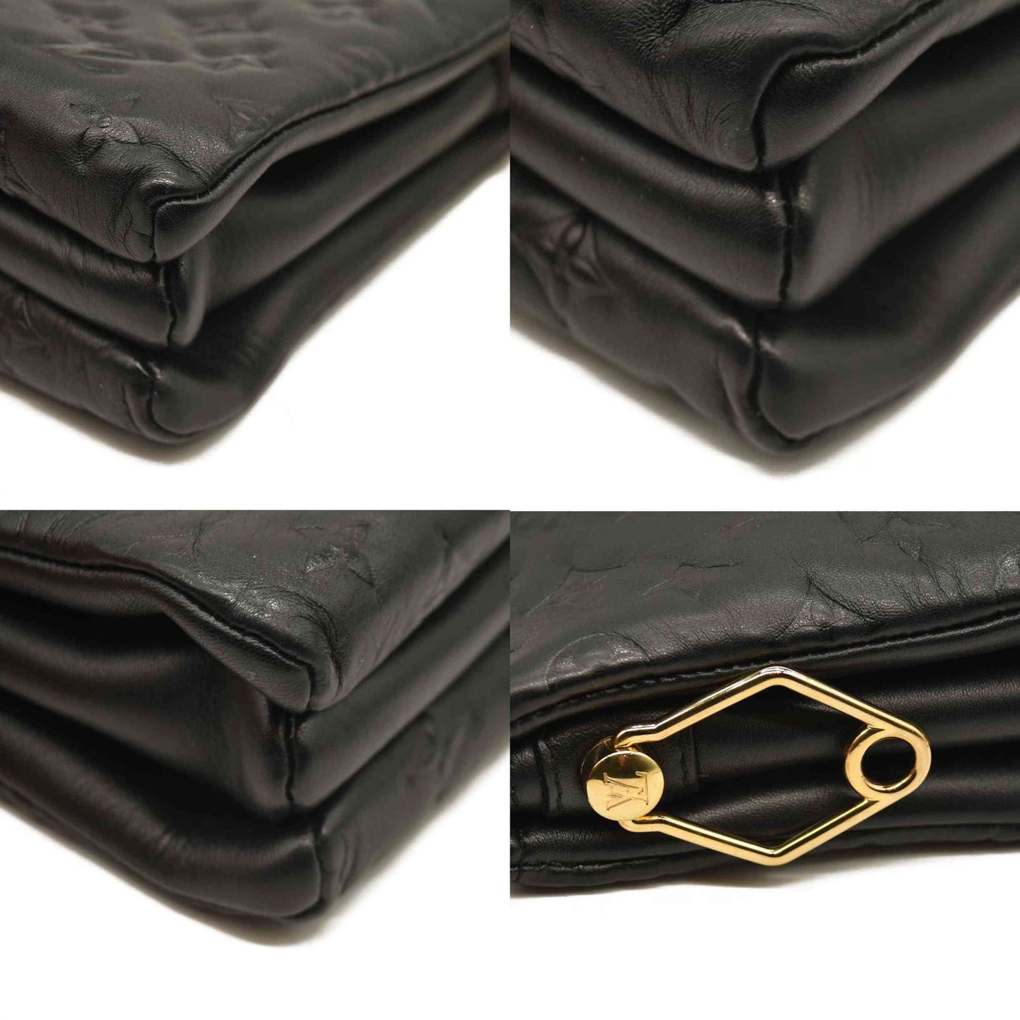 Louis Vuitton  Lambskin Embossed Monogram Coussin MM Black