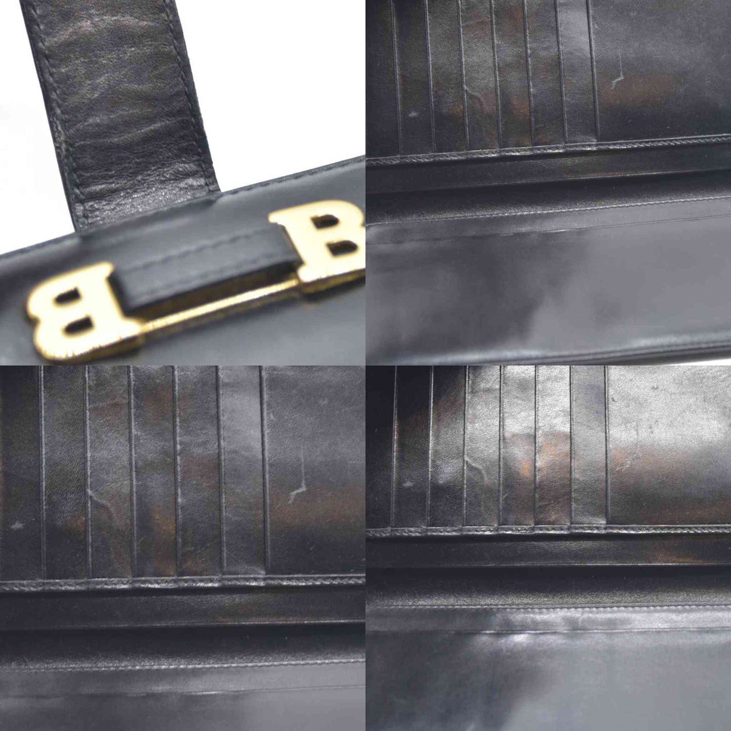 BALLY BB Logo Leather Long Bifold Wallet Black