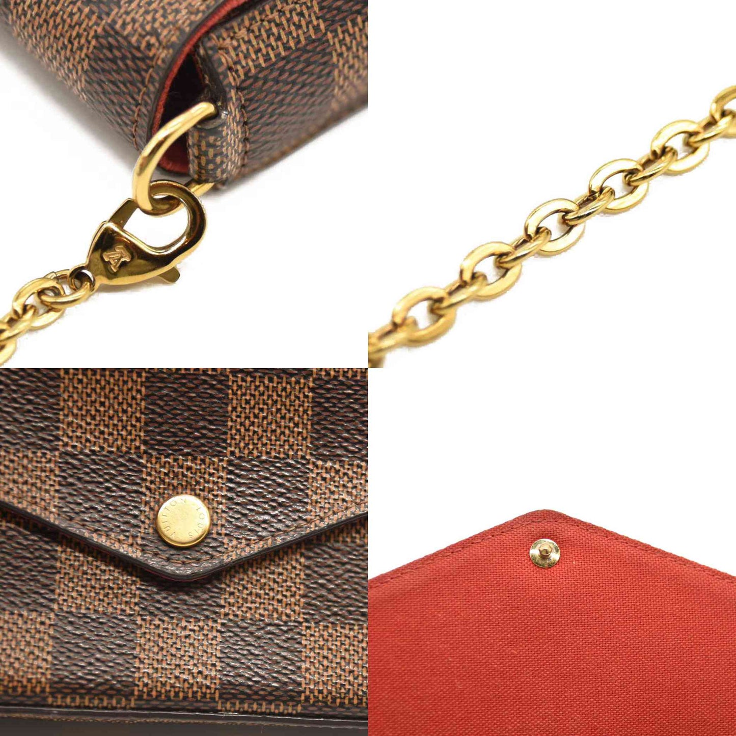 Louis Vuitton Damier Ebene Pochette Felicie Chain Wallet SF2168