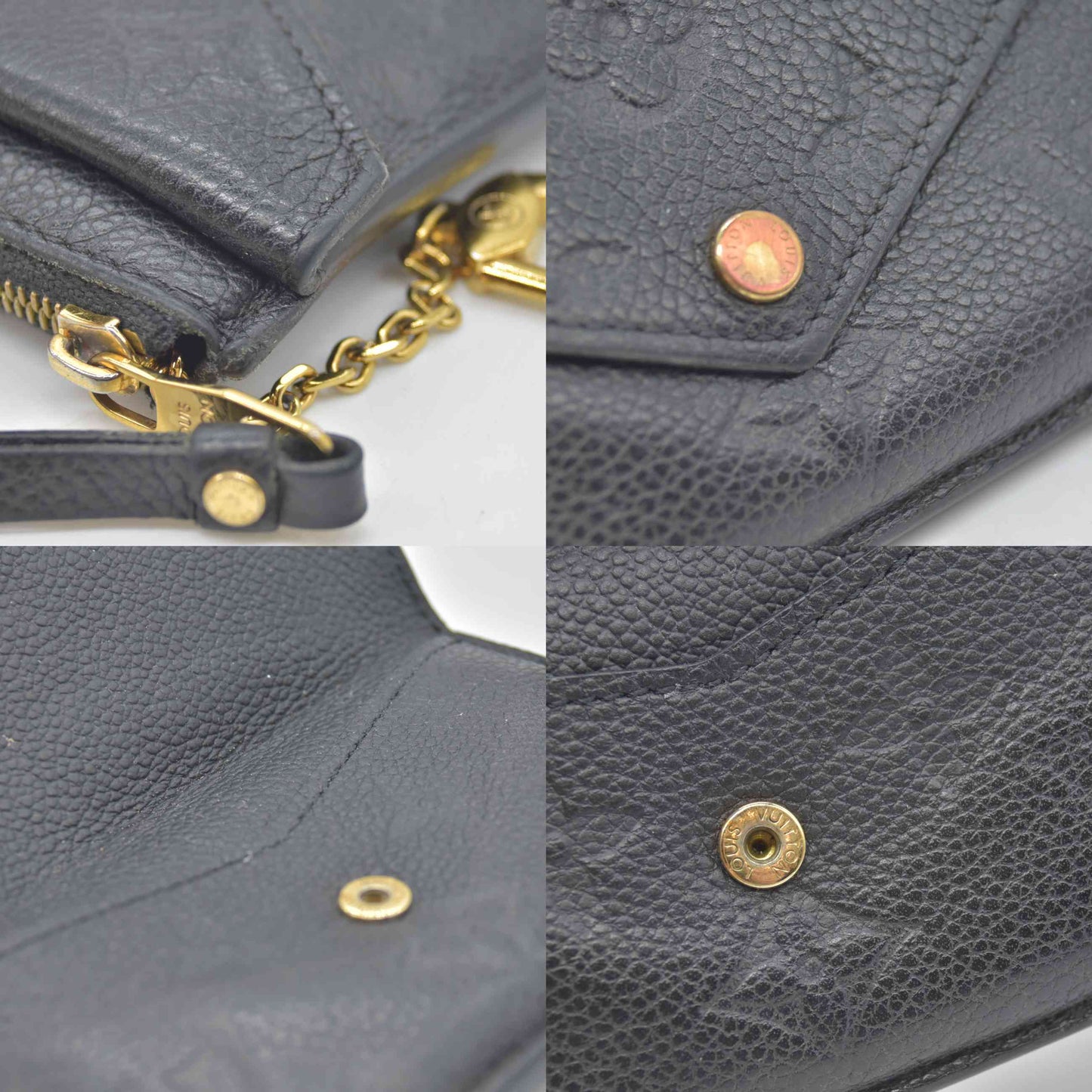 $840 Louis Vuitton  LV Monogram Empreinte Leather Card Holder Recto Verso