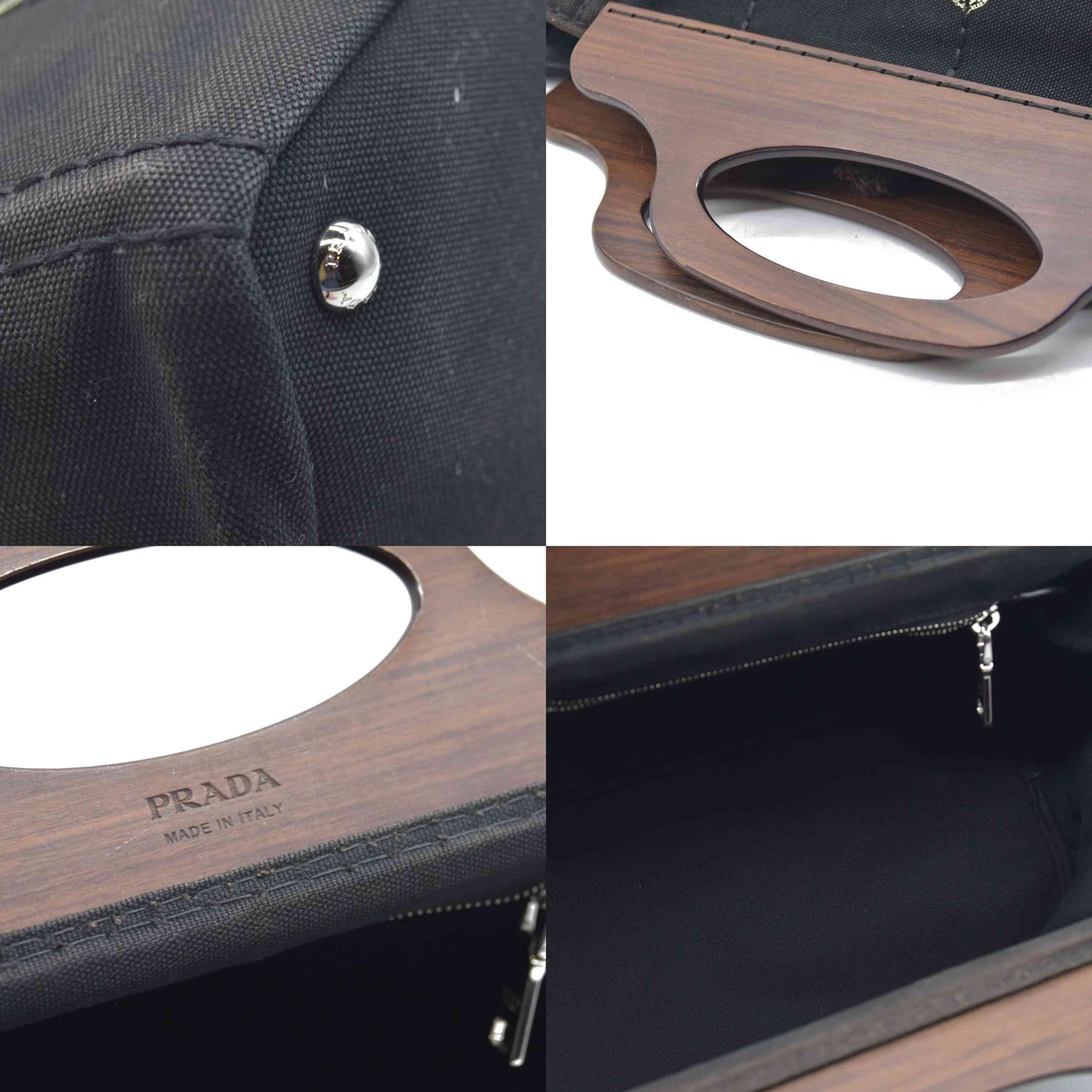 Prada Canvas Wood Handle Canapa Logo Satchel 2013