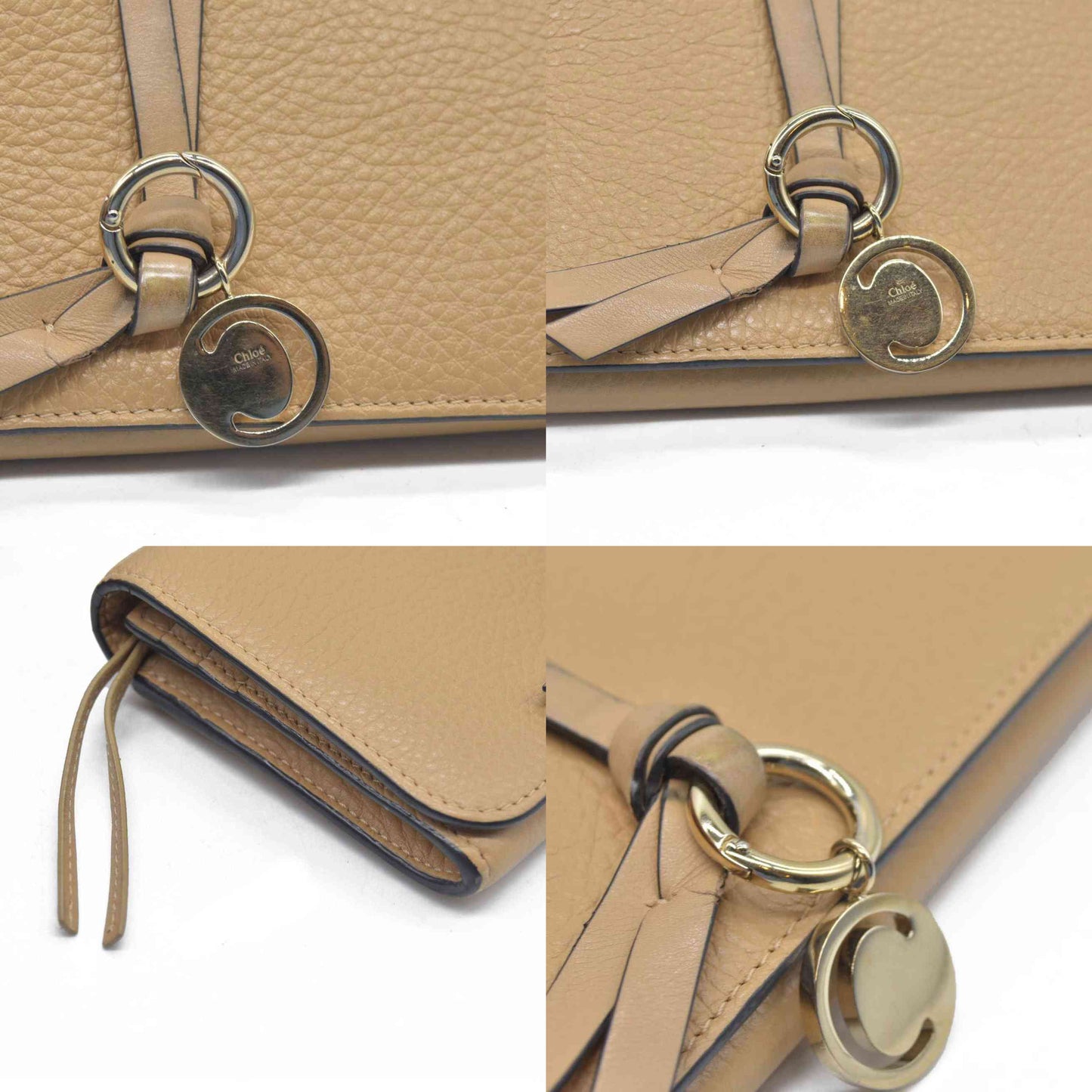 $495 Chloe Alphabet Leather Bifold Long Wallet