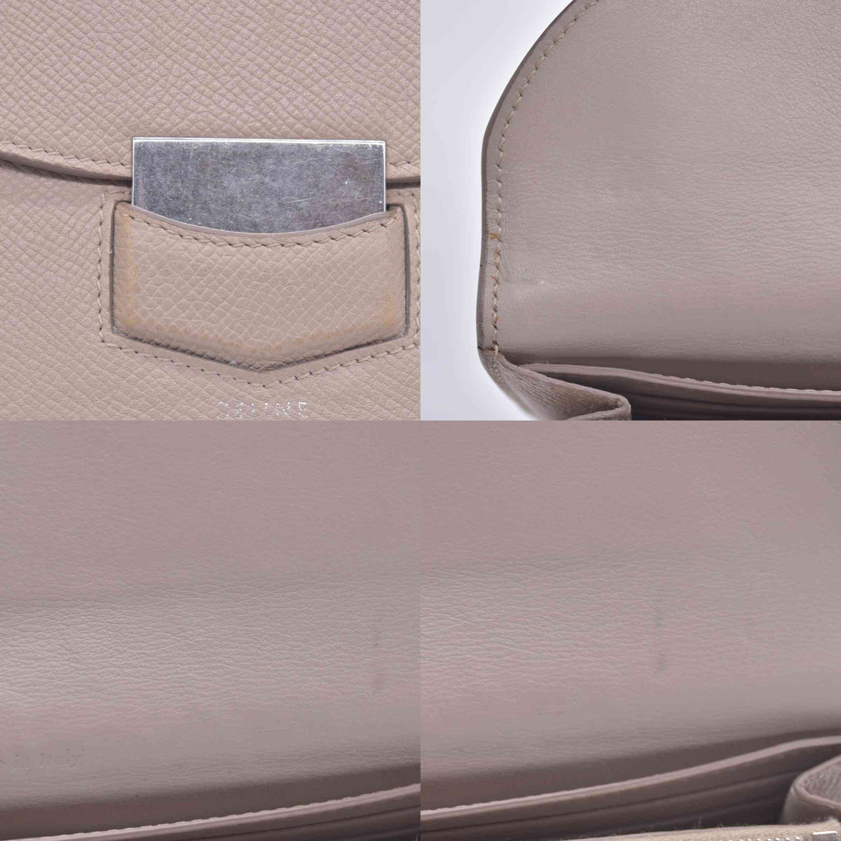 $830 Céline Grain Calfskin Flap Wallet Beige CONSIGNMENT 10020772