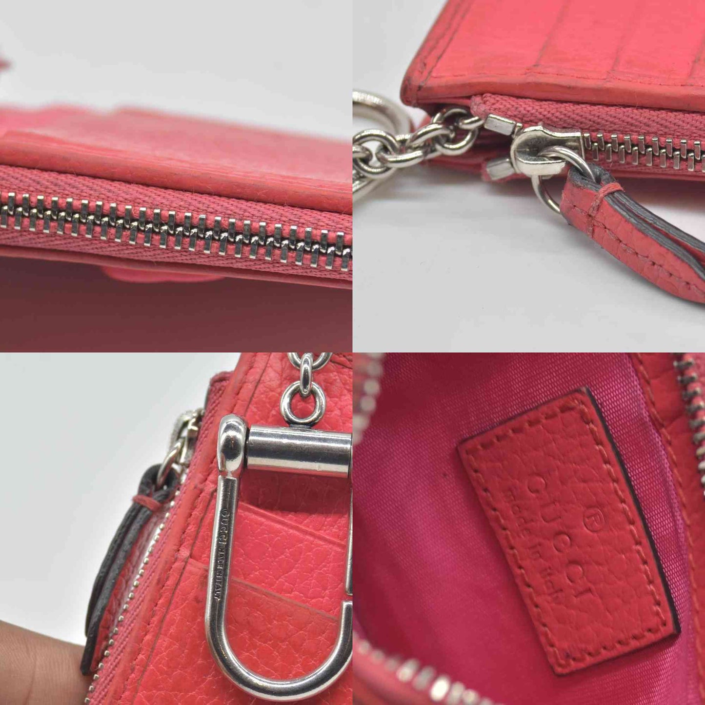 $470 GUCCI Gg Marmont Keychain Card Case Pink CONSIGNMENT
