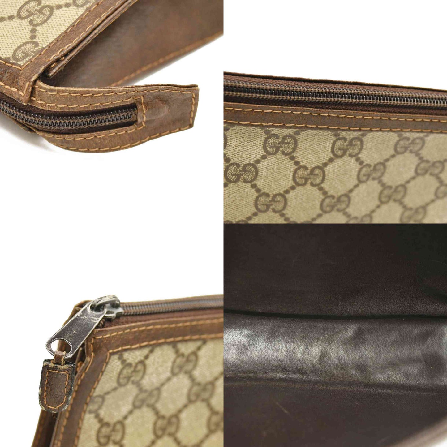 Vintage GUCCI GG Logo PVC Clutch Bag Beige