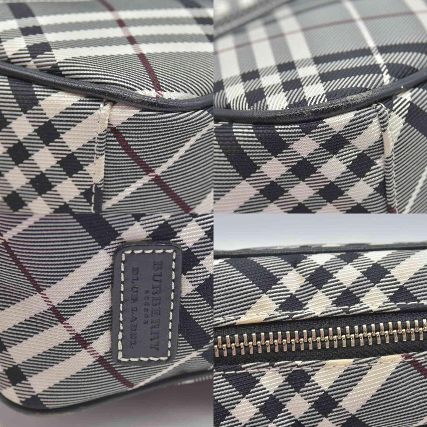 $1095 BURBERRY Nova Check Blue Label Shoulder Bag Nylon Blue CONSIGNMENT