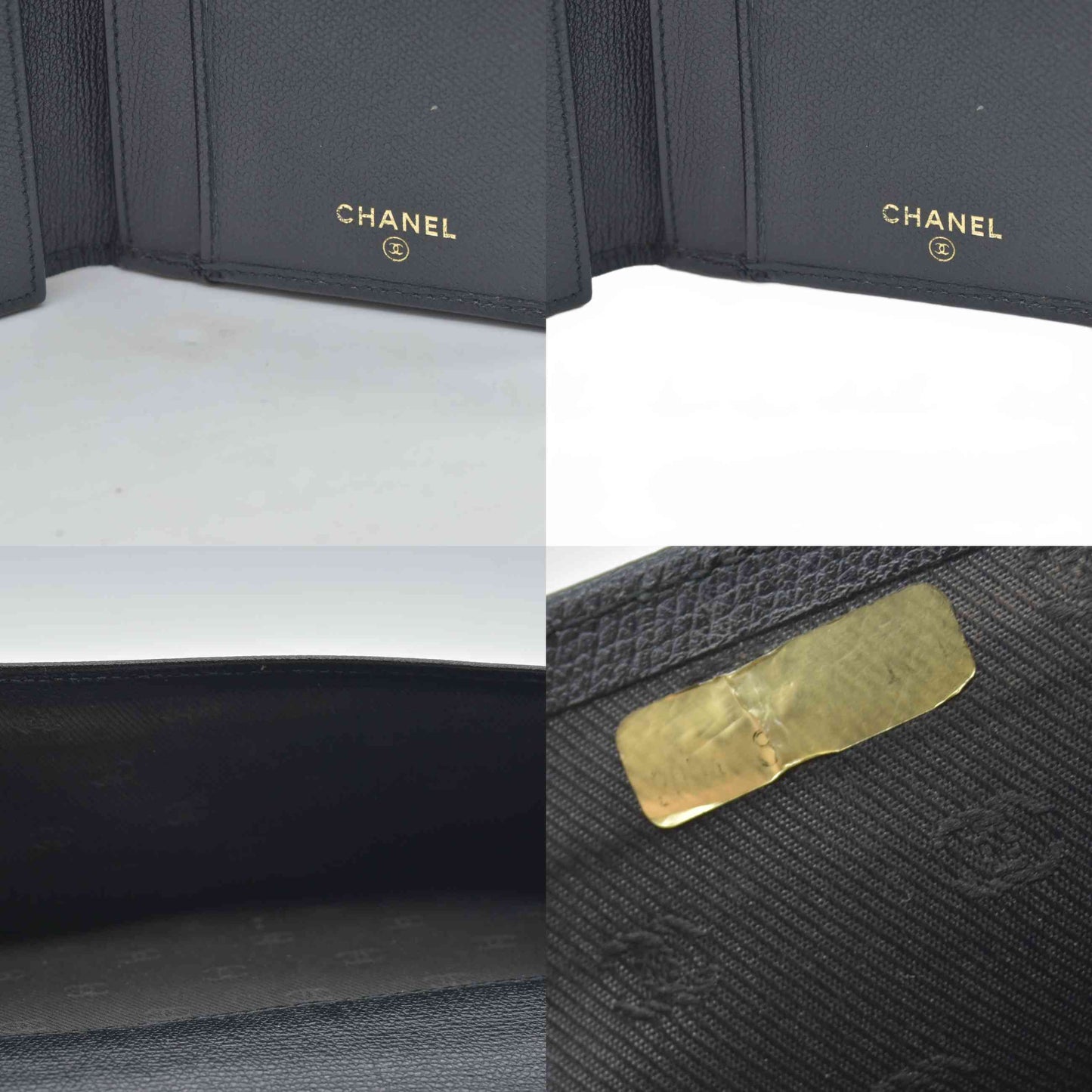 $925 2005 Chanel Grained Calfskin CC Button Long Wallet Black