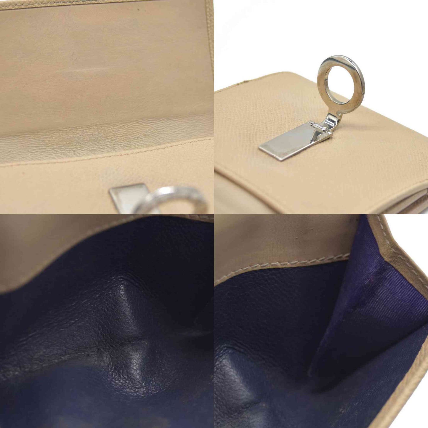 AUCTION $640 BVLGARI BVLGARIBVLGARI Leather Bifold Wallet Beige