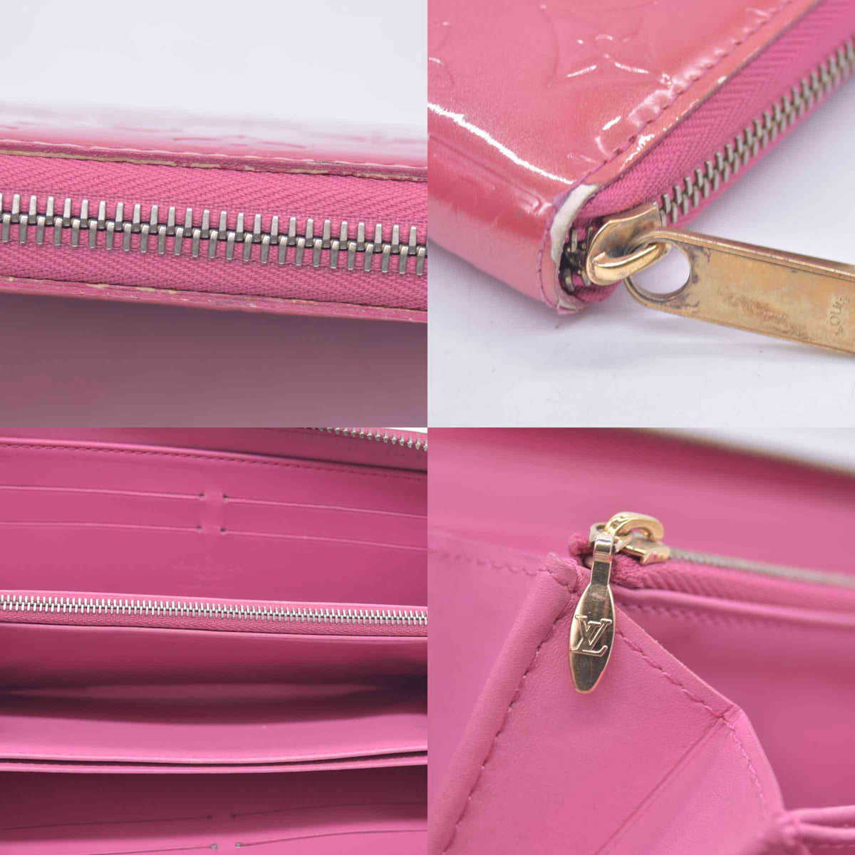 $970 2006 Louis Vuitton Vernis Zippy Wallet Rose Litchi CA0096